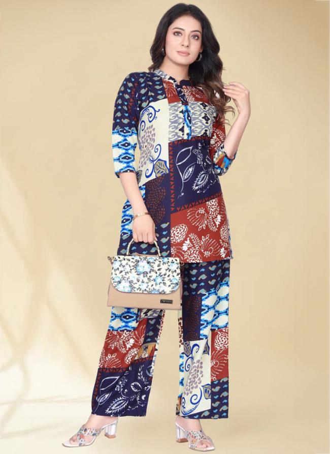 Cotton Multi Colour Casual Wear Printed Readymade Cord Set